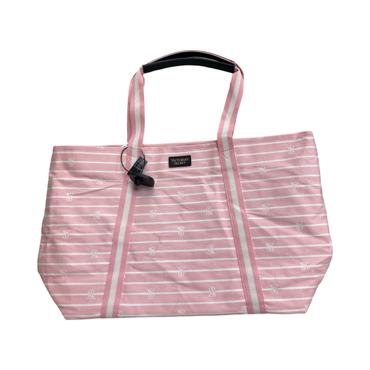 Tote By Victorias Secret In Pink & White, Size:Large