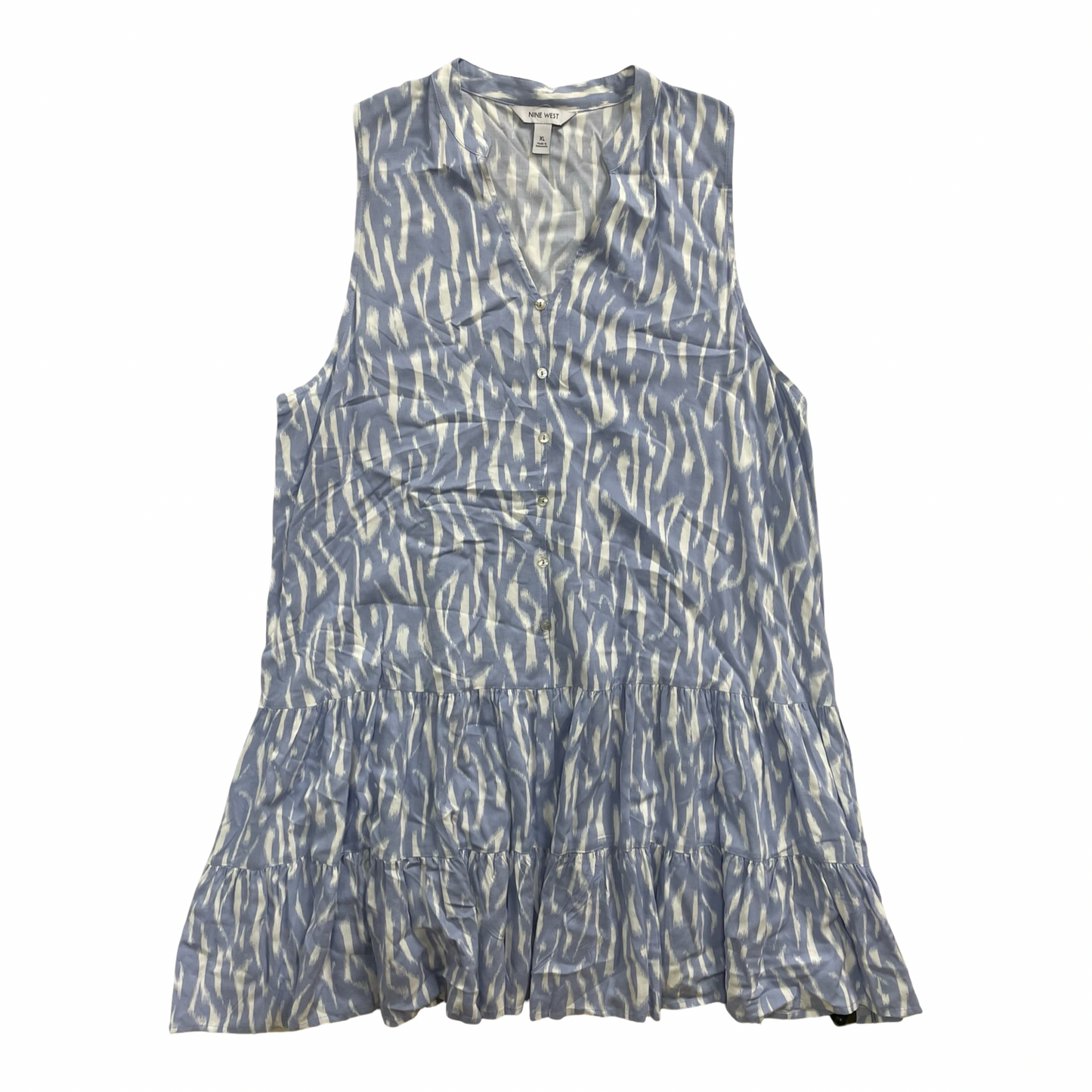 Tunic Sleeveless By Nine West In Blue & White, Size:Xl