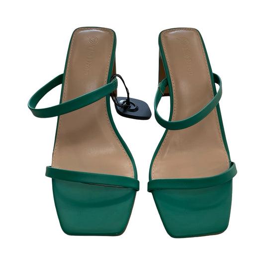 Sandals Heels Block By The Drop In Green, Size:7.5