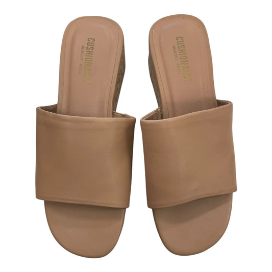 Sandals Heels Block By Cushionaire In Tan, Size:8.5