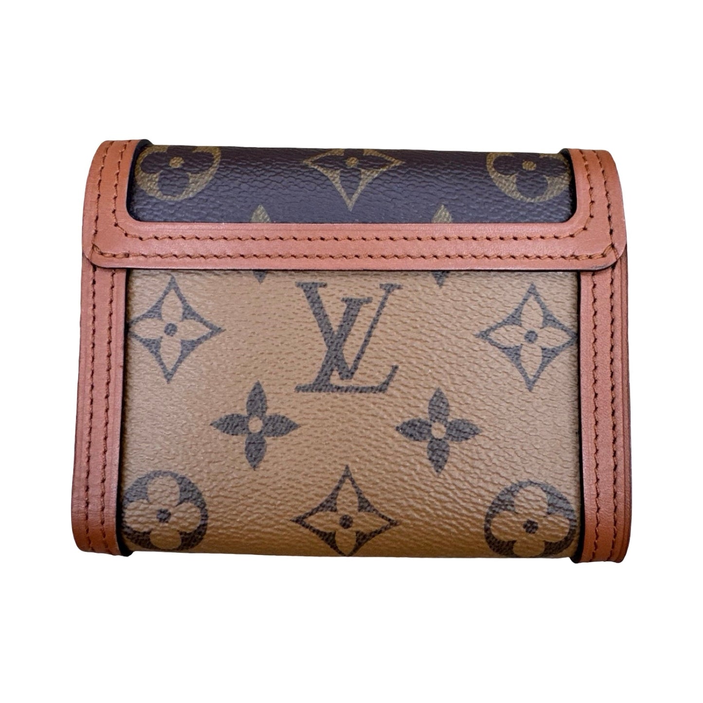 Dauphine Compact Wallet Luxury Designer By Louis Vuitton In Brown & Gold, Size:Small