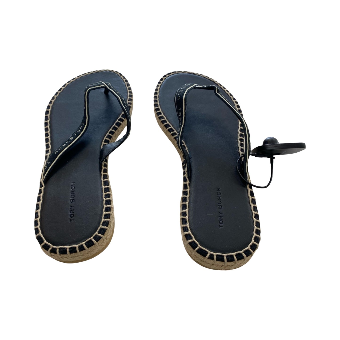 Sandals Designer By Tory Burch In Black & Cream, Size:7.5