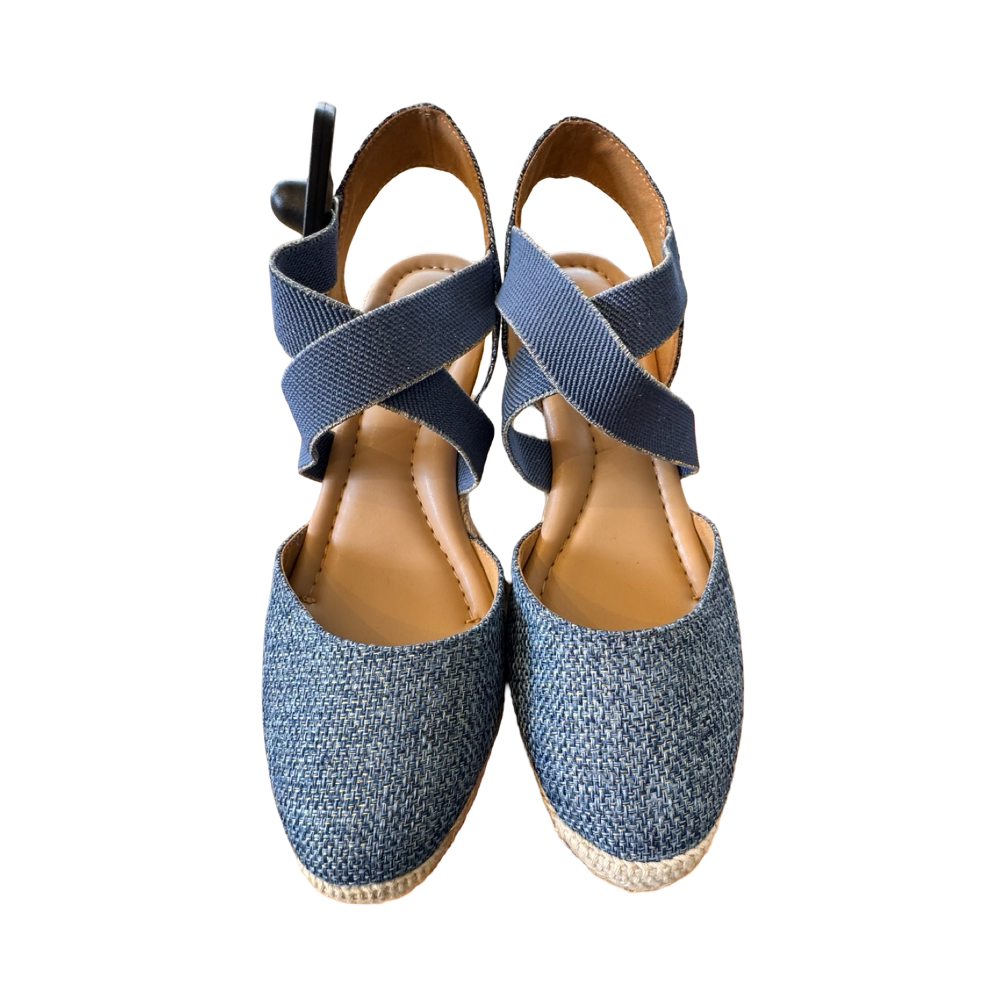 Shoes Heels Wedge By Easy Spirit In Blue & Gold, Size:7.5