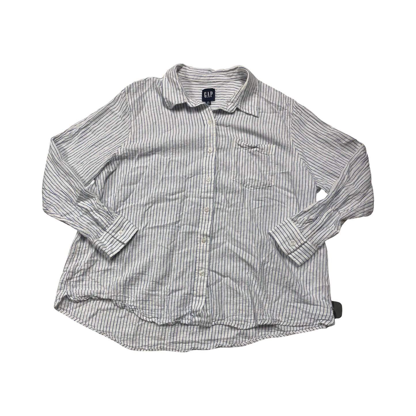 Blouse Ls By Gap In Striped Pattern, Size:1X