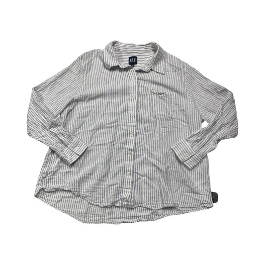 Blouse Ls By Gap In Striped Pattern, Size:1X