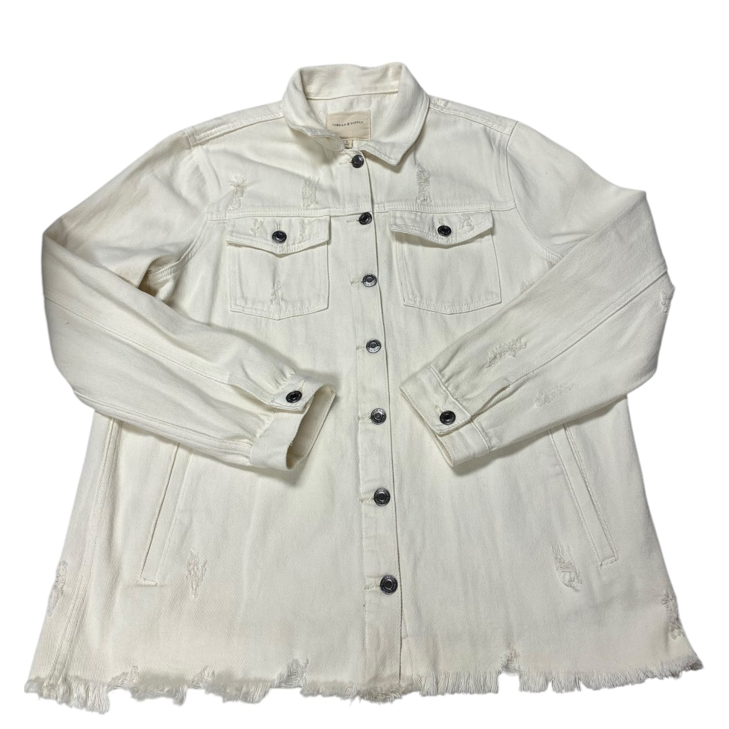Jacket Denim By Thread And Supply In Cream Denim, Size:L