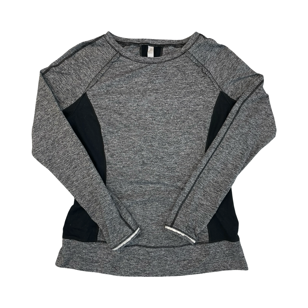 Athletic Top Ls Crewneck By Lululemon In Black & Grey, Size:10