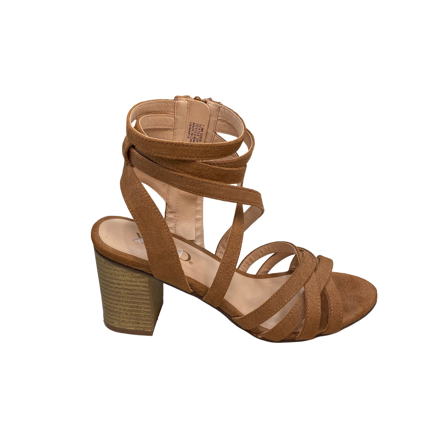 Sandals Heels Block By Xoxo In Brown, Size:7.5