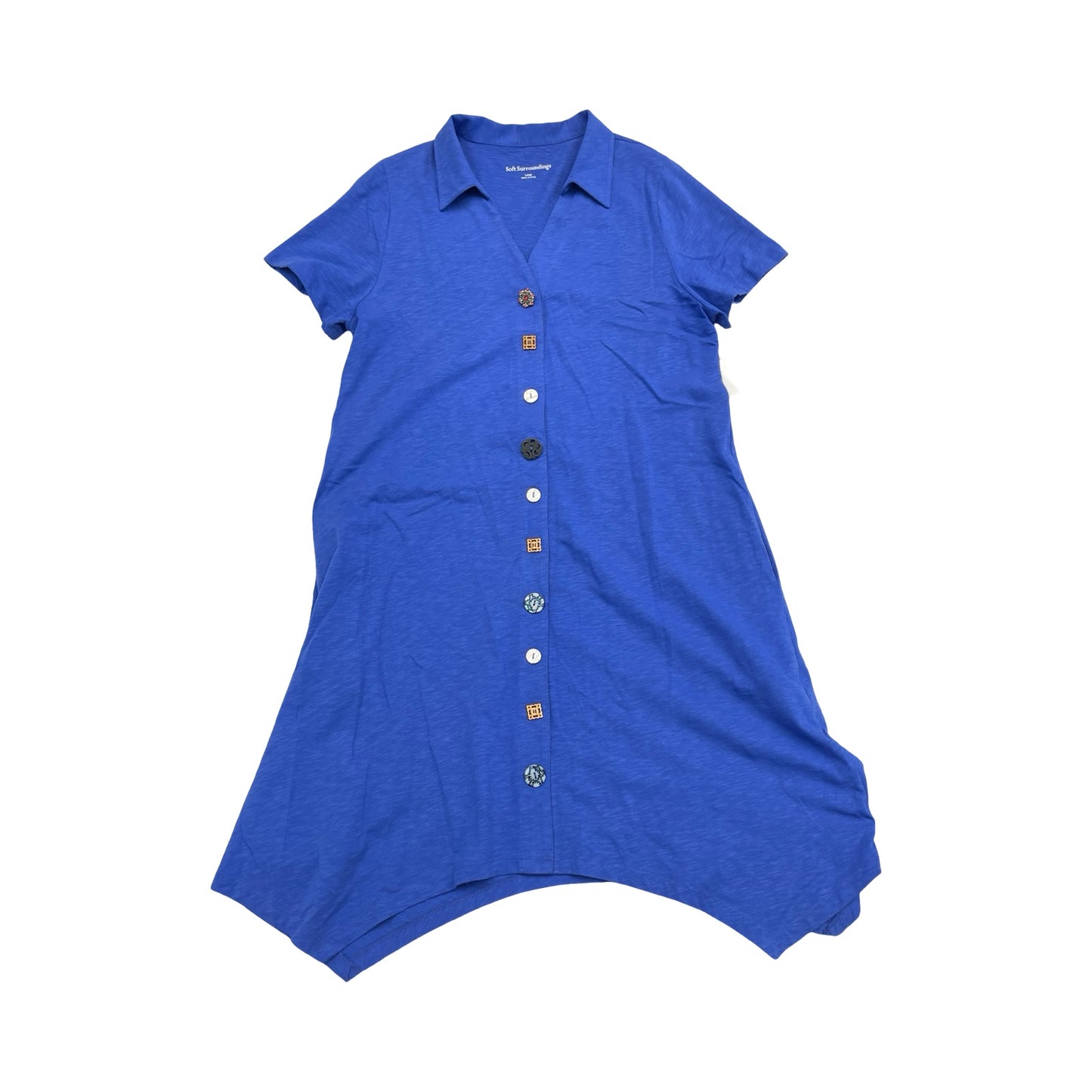 Dress Casual Midi By Soft Surroundings In Blue & Brown, Size:L