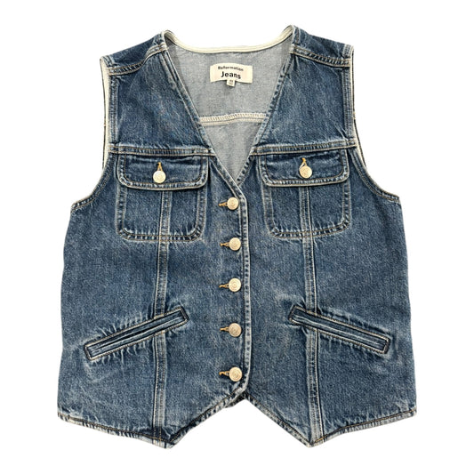 Vest Designer By Reformation In Blue Denim, Size:Xs