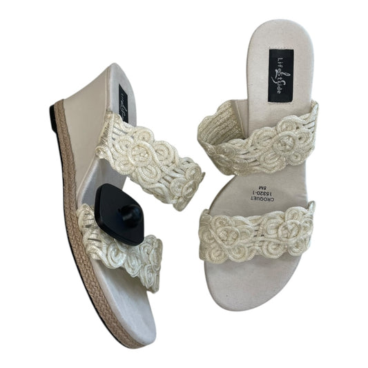 Sandals Heels Block By Life Stride In Cream, Size:8