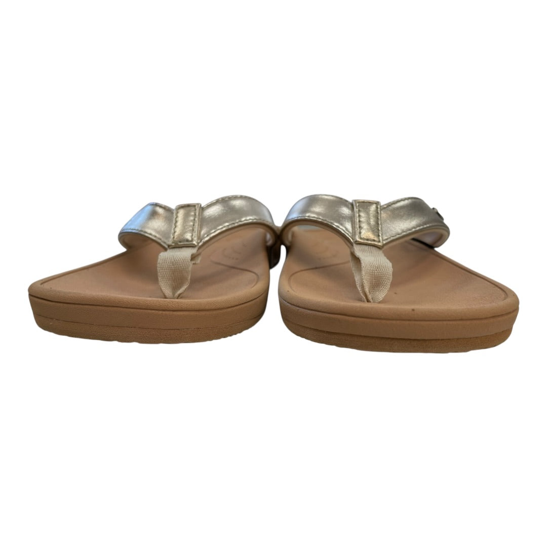 Sandals Flip Flops By Reef In Gold, Size:7
