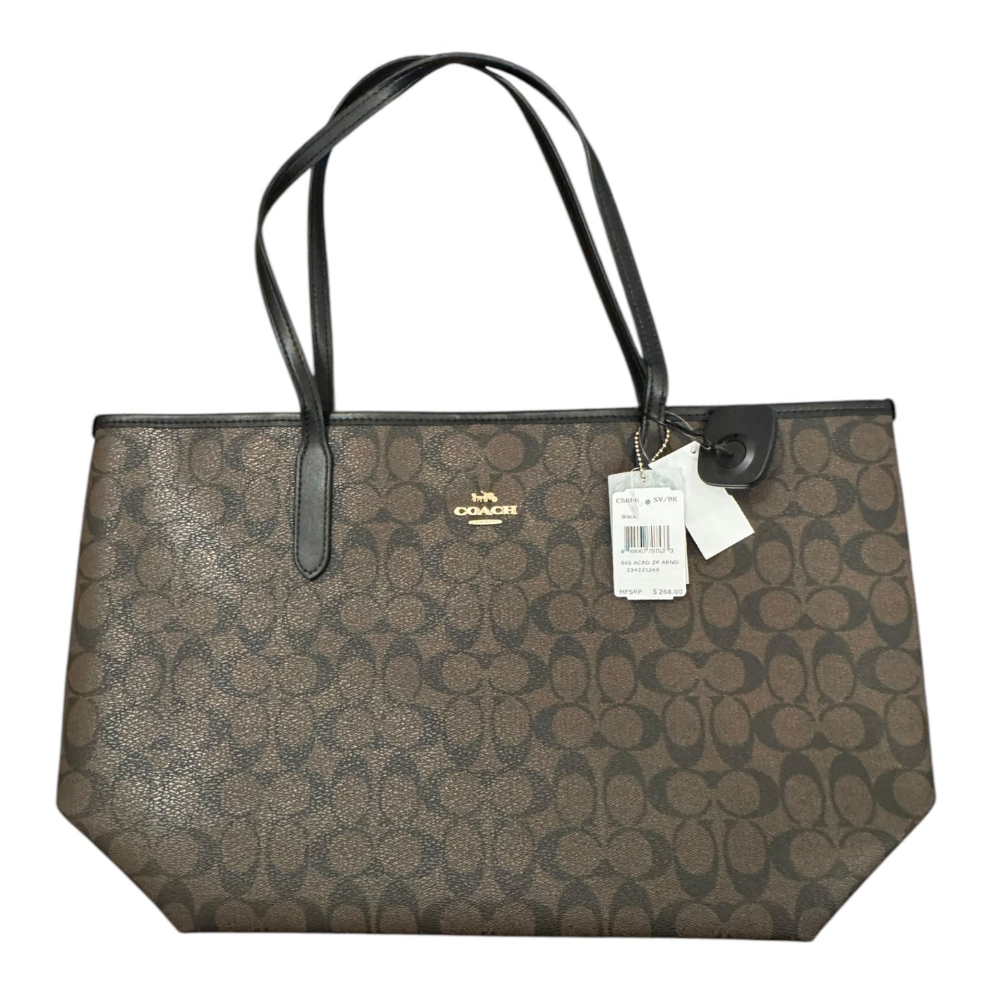 Handbag Reversible Designer By Coach In Black & Brown, Size:Large
