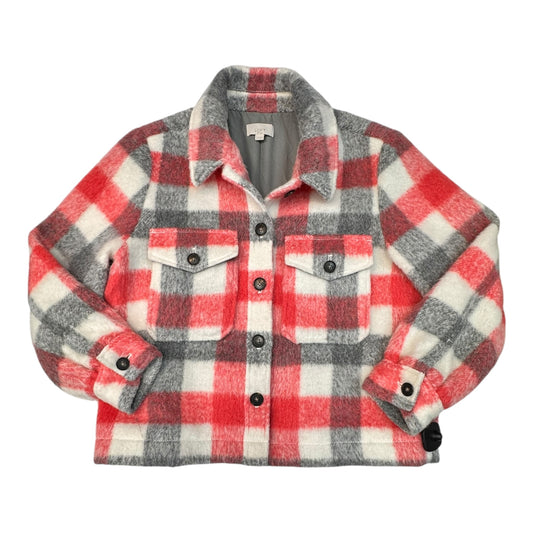 Jacket Shirt By Ann Taylor In Checkered Pattern, Size:LP