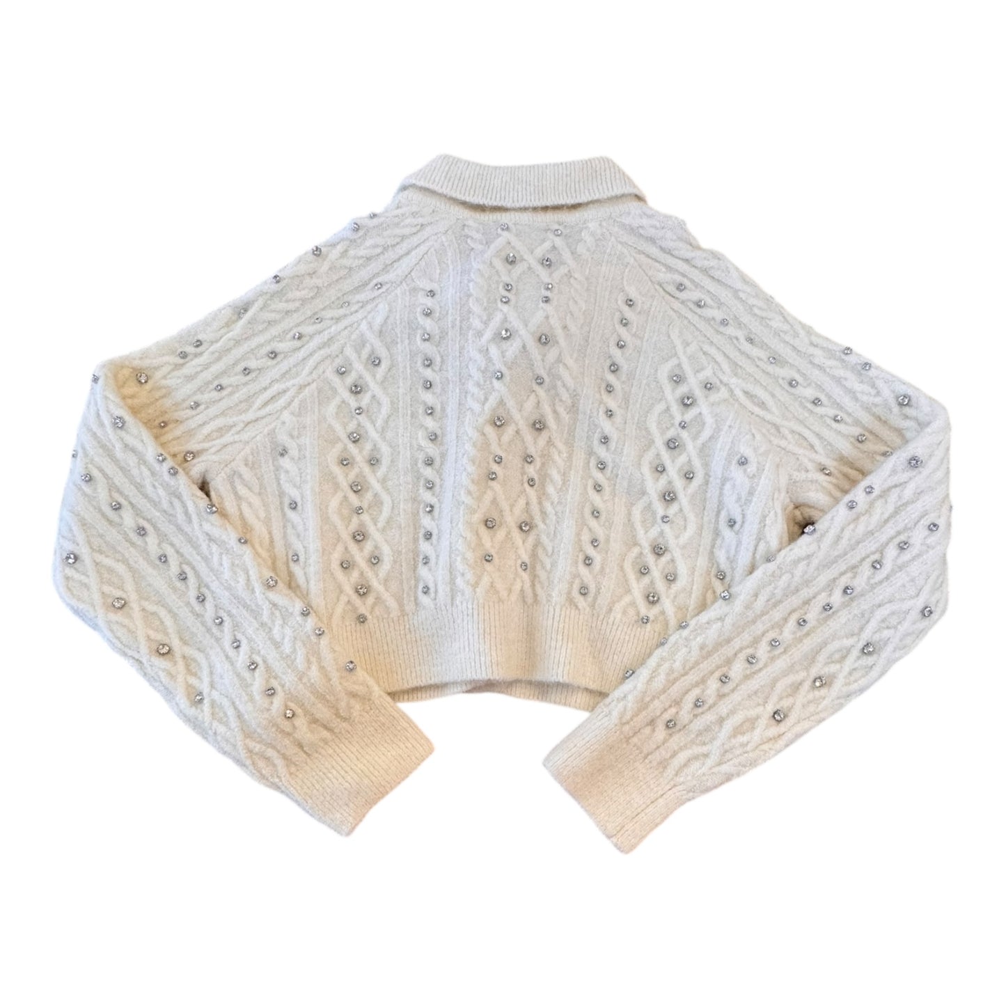 Sweater Cardigan By Zara In Ivory, Size:L