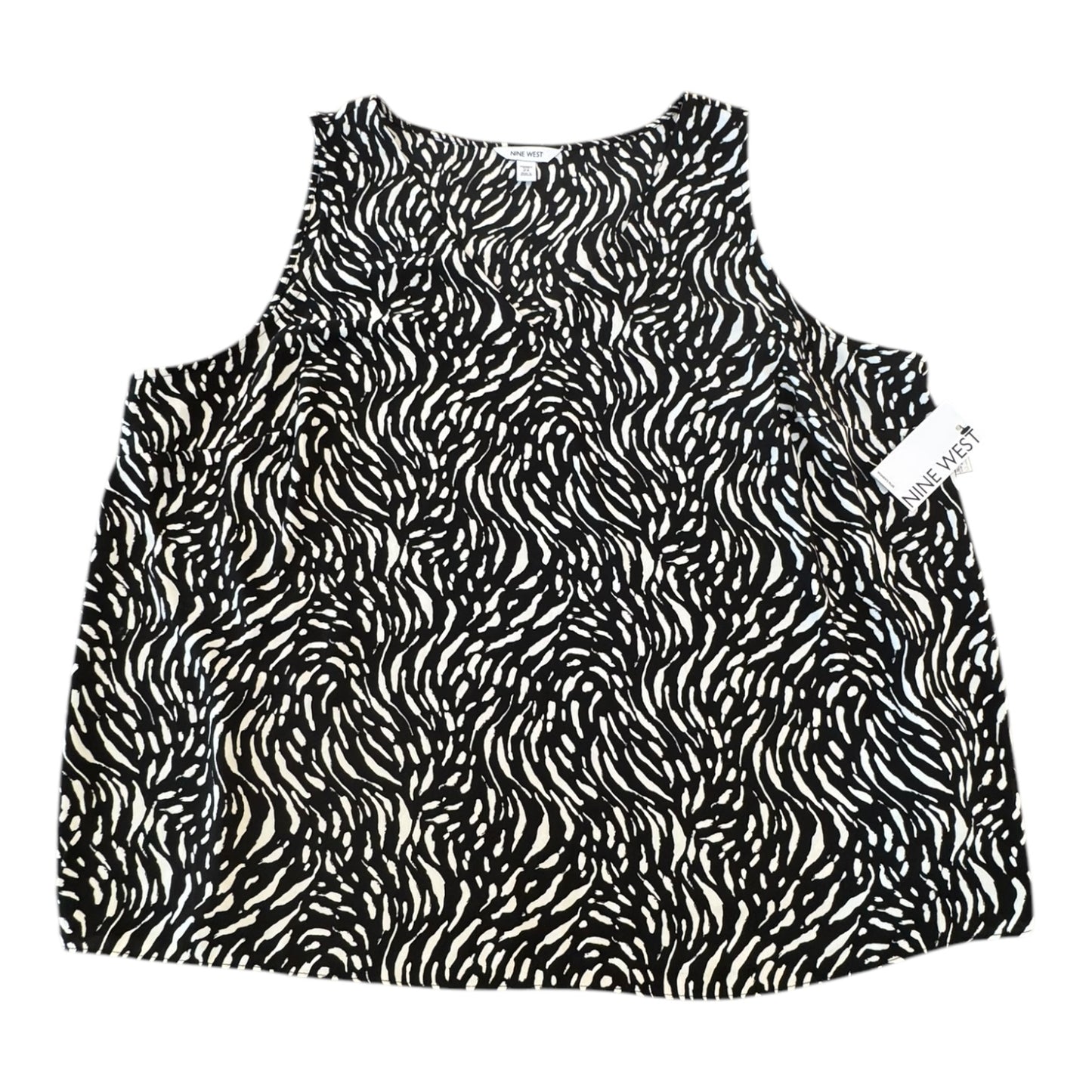 Top Sleeveless By Nine West In Black & White, Size:2X