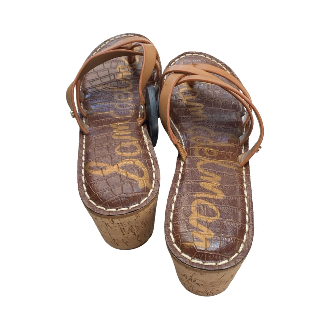 Sandals Heels Block By Sam Edelman In Brown, Size:7.5