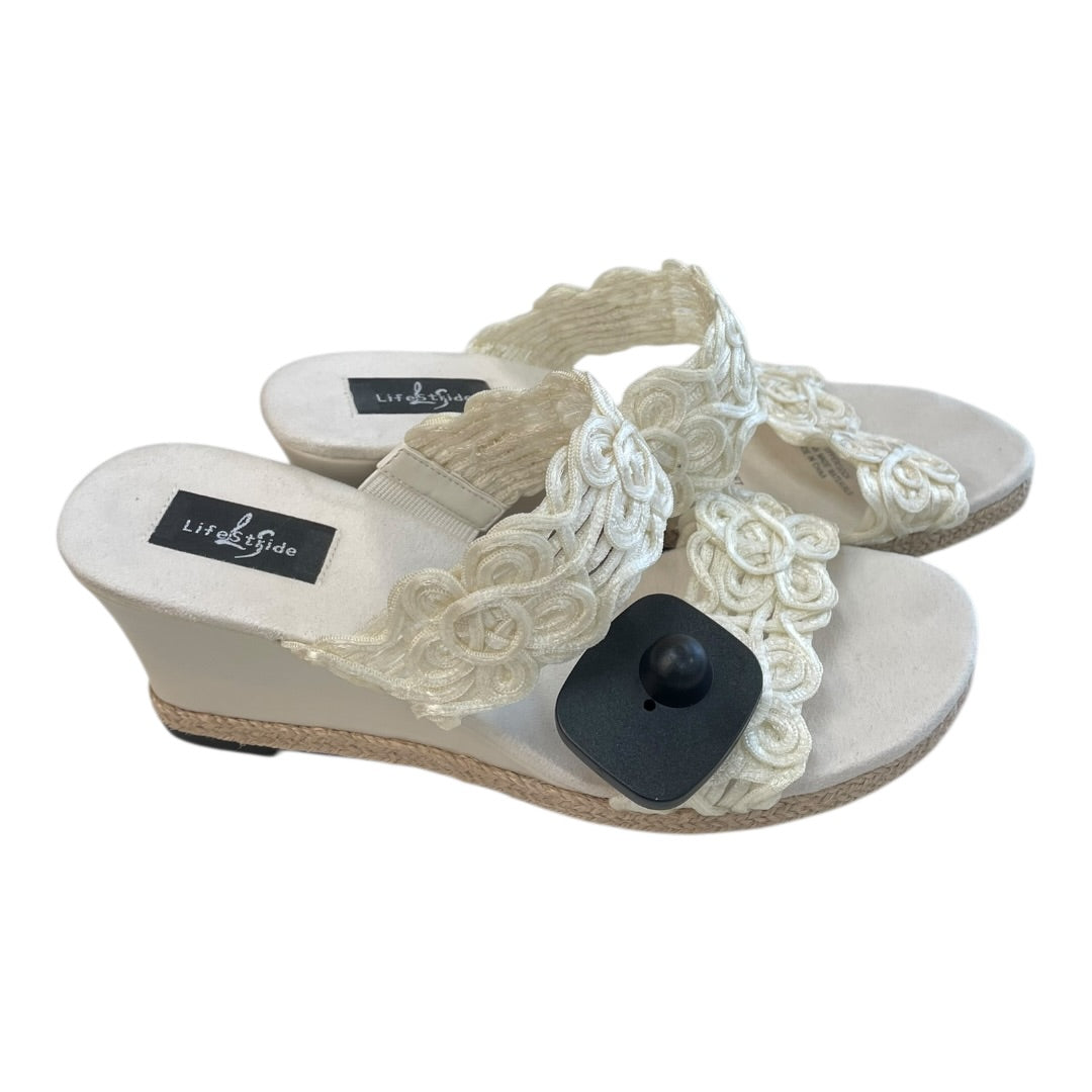 Sandals Heels Block By Life Stride In Cream, Size:8