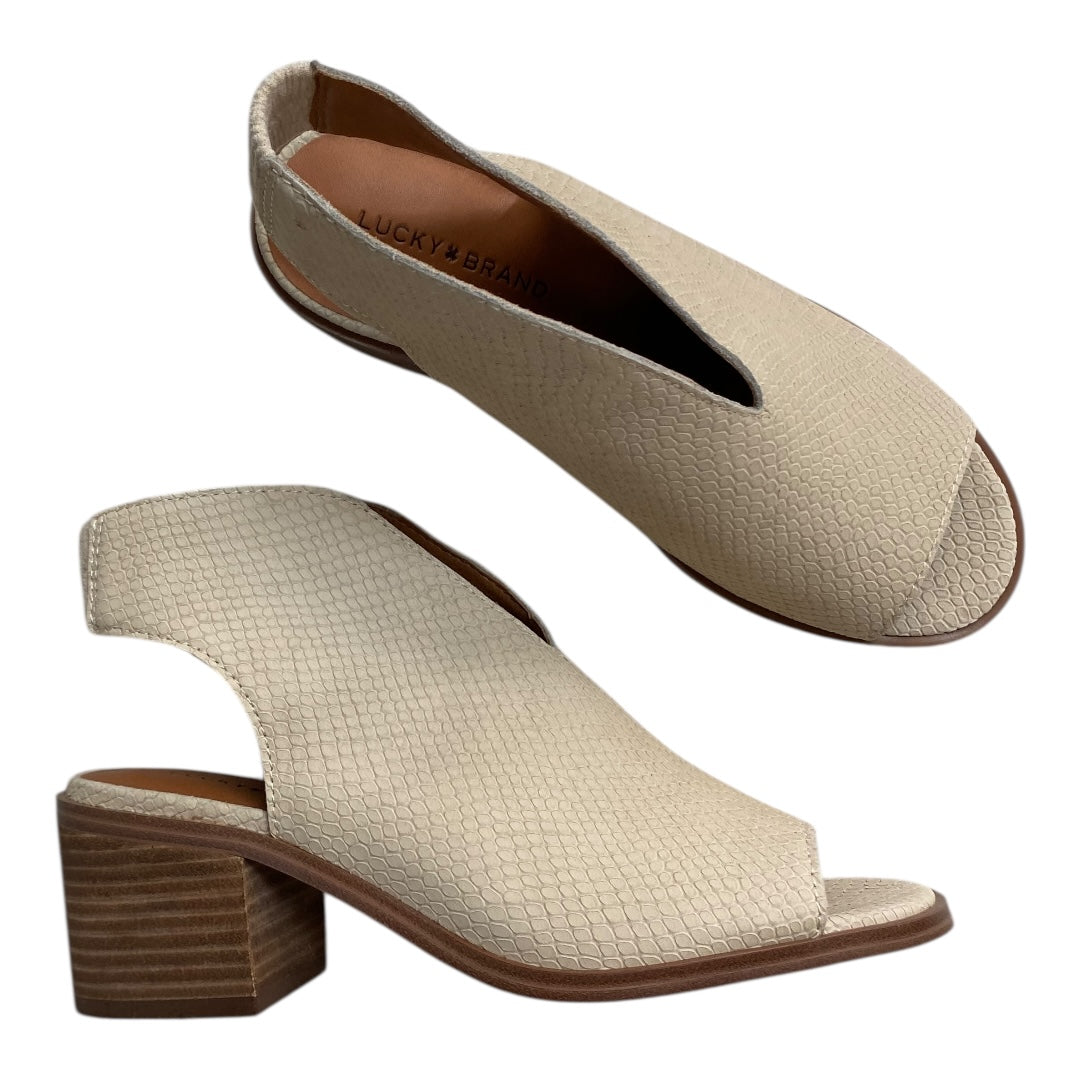 Sandals Heels Block By Lucky Brand In Tan, Size:6