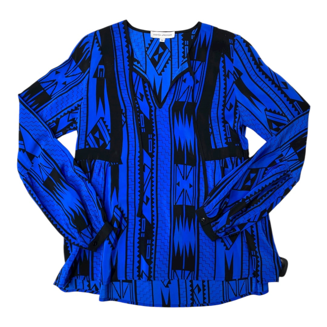 Top Ls By Amanda Uprichard In Black & Blue, Size:S