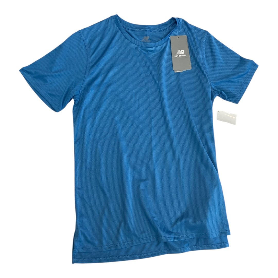 Athletic Top Ss By New Balance In Blue, Size:S