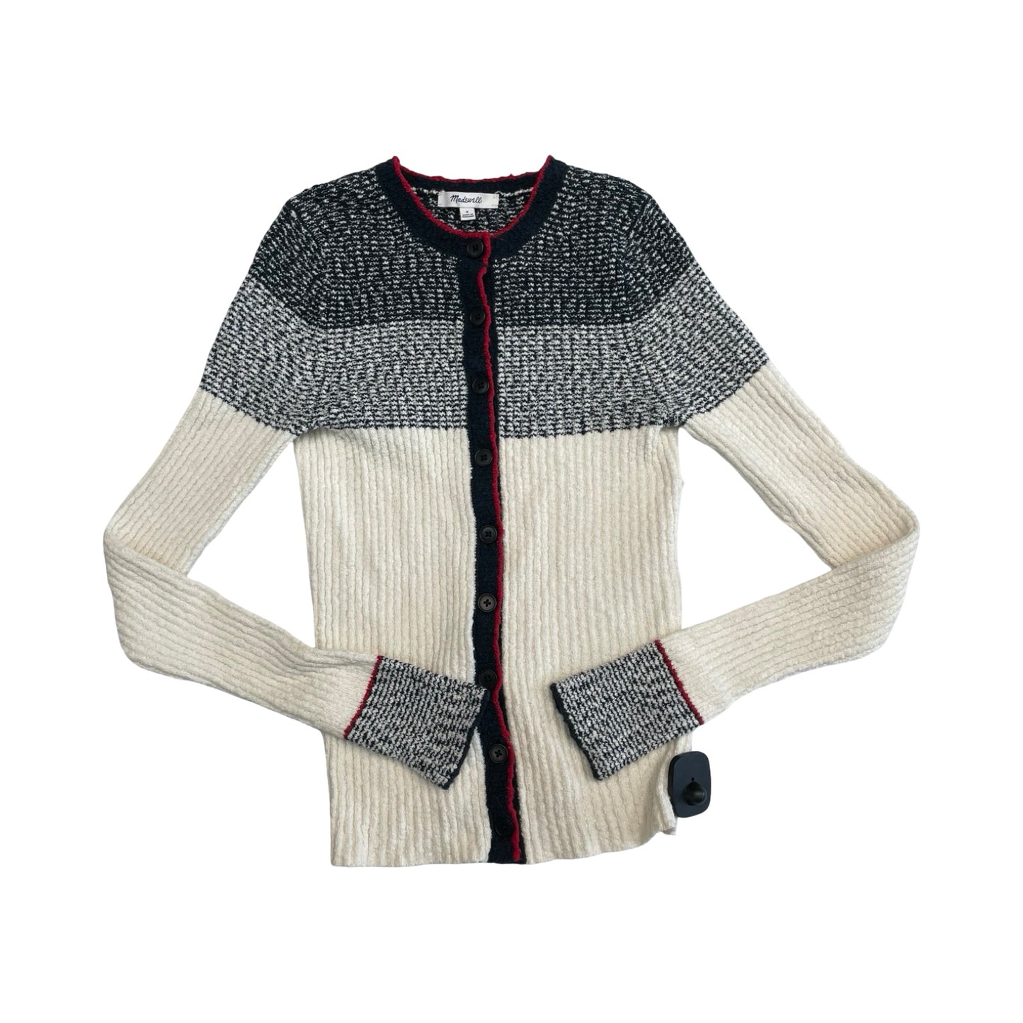 Sweater Cardigan By Madewell In Blue & Cream, Size:S