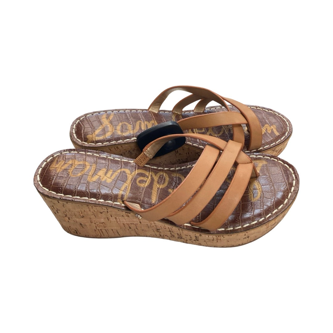 Sandals Heels Block By Sam Edelman In Brown, Size:7.5