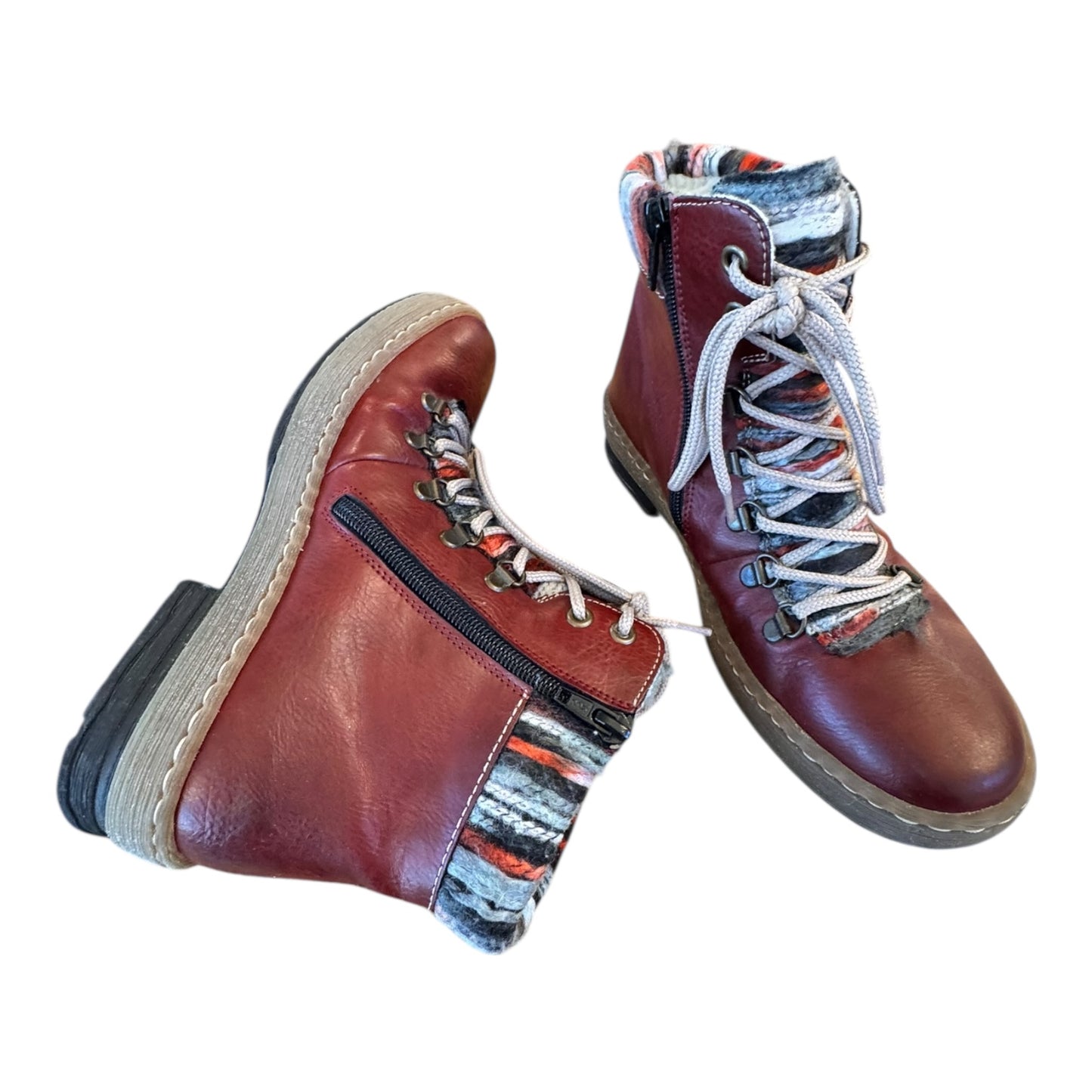 Boots Ankle Flats By Cmc In Red, Size:6.5