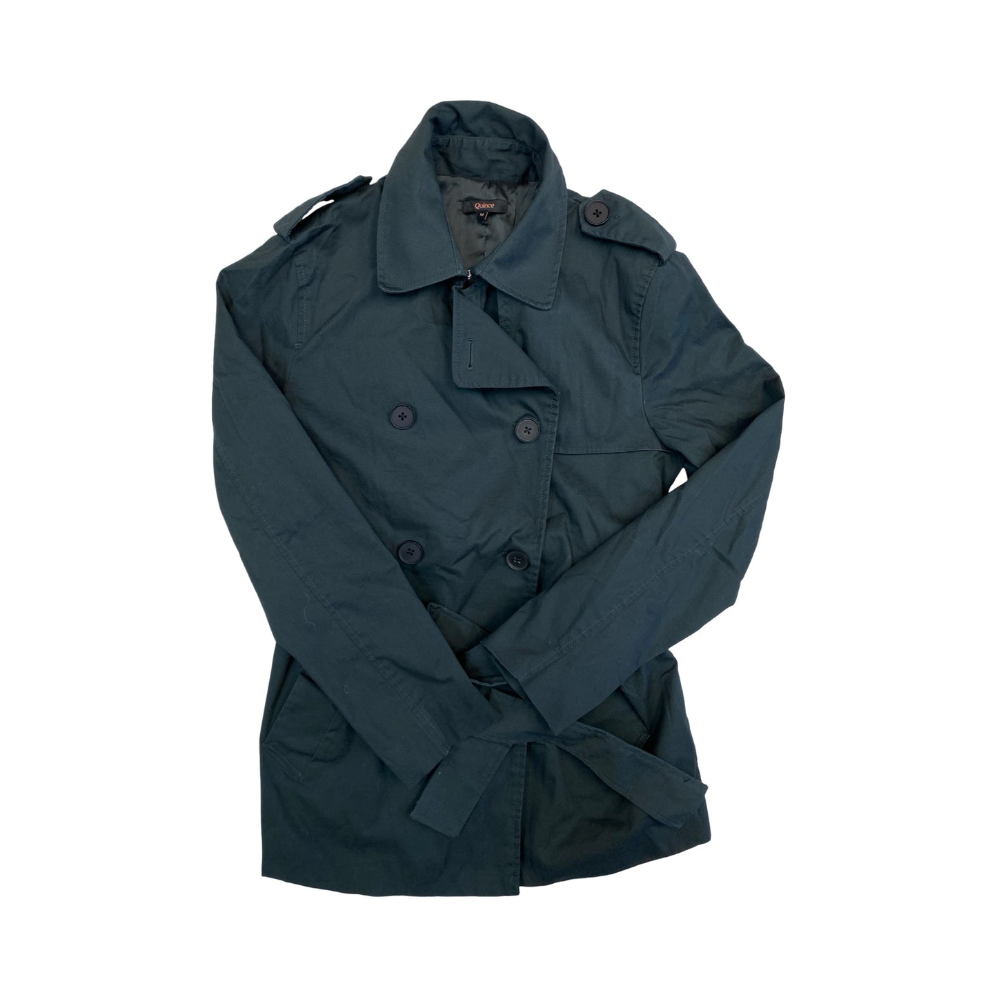 Coat Peacoat By Quince In Black, Size:M