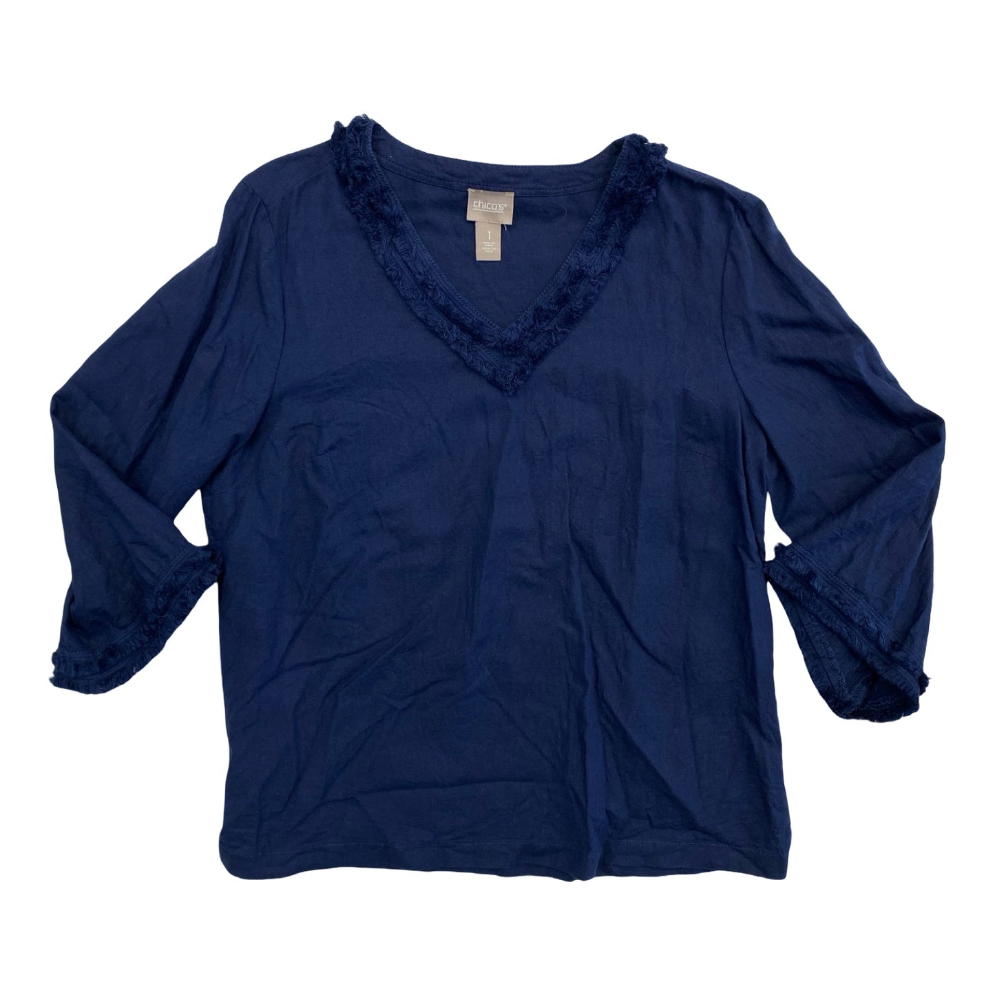 Top 3/4 Sleeve By Chicos In Navy, Size:M
