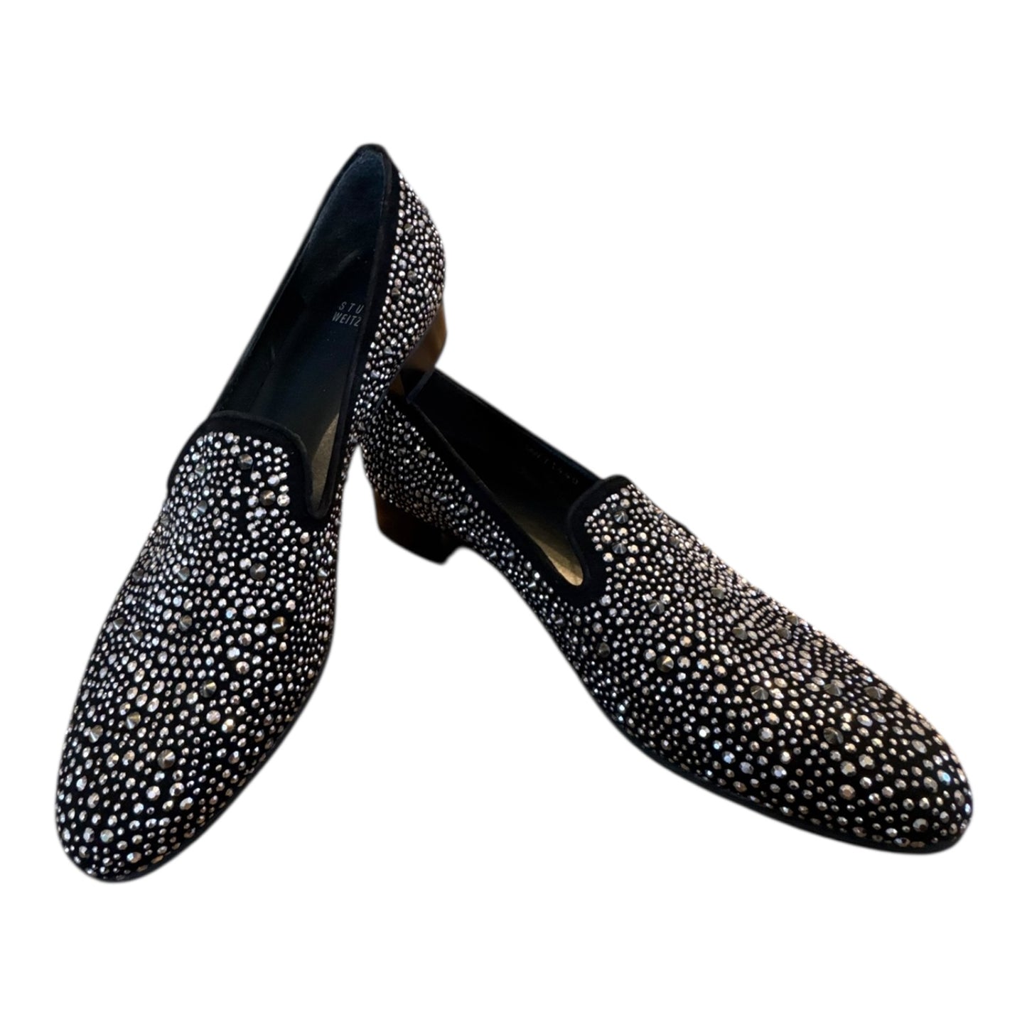 Shoes Designer By Stuart Weitzman In Black & Silver, Size:8