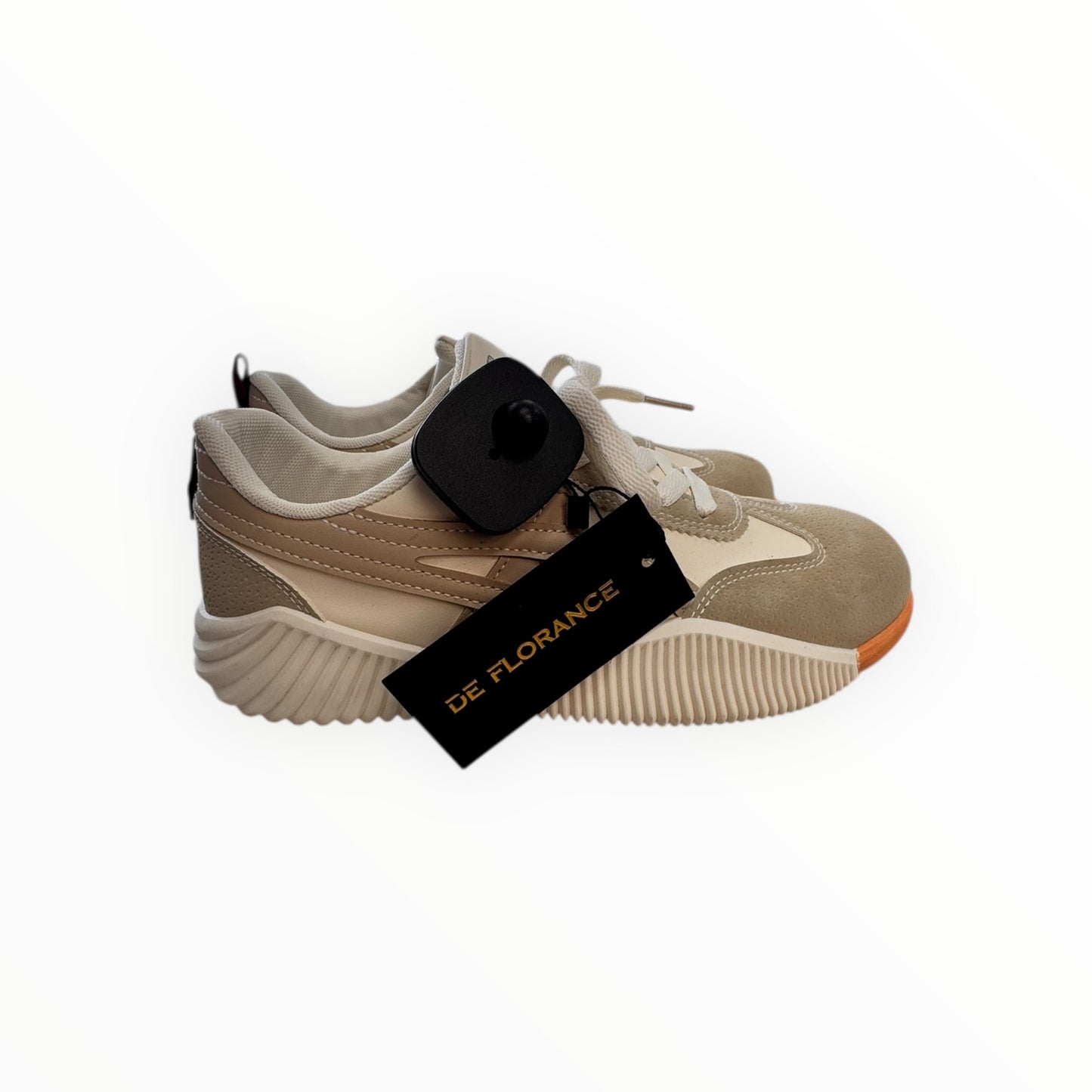 Shoes Sneakers By DE FLORANCE In Tan & White, Size:8.5