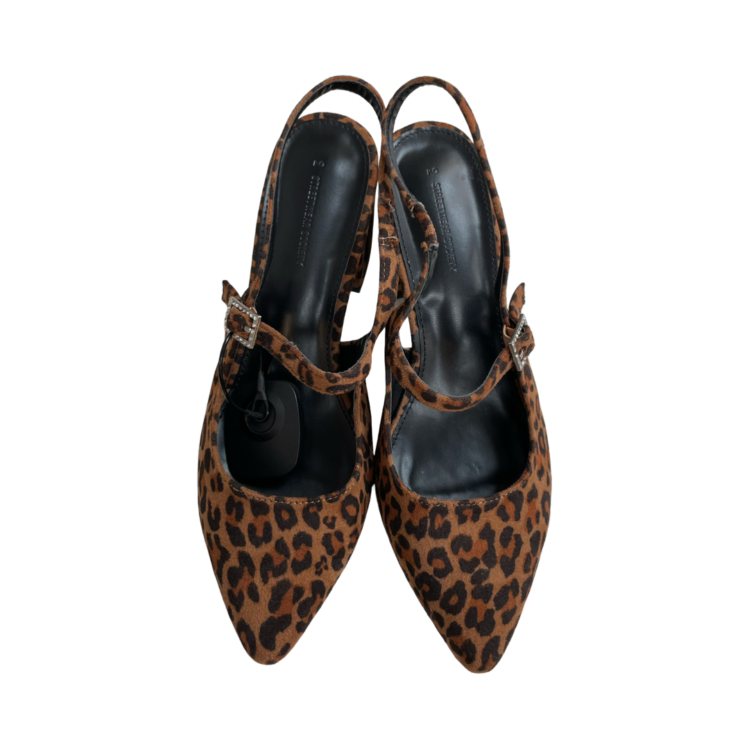 Sandals Heels Block By Streetwear Society In Animal Print, Size:9