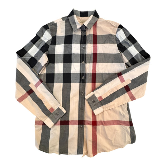 Top Ls Luxury Designer By Burberry In Plaid Pattern, Size:Xs