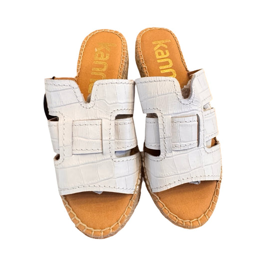 Sandals Heels Block By Kanna In White, Size:6.5