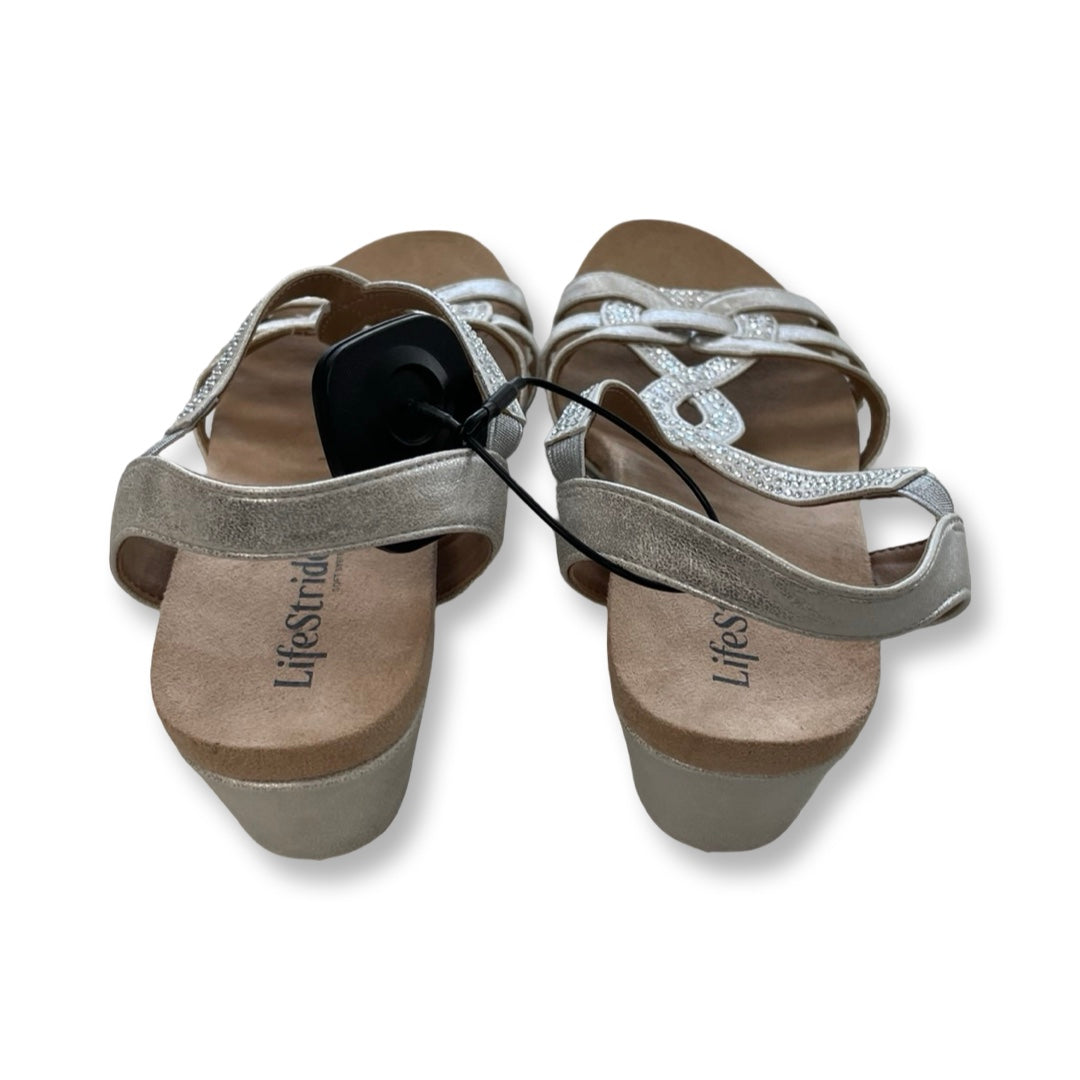 Sandals Heels Wedge By Life Stride In Silver, Size:7