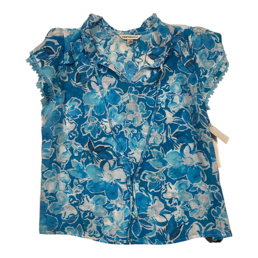 Top Sleeveless By Counterparts In Blue & White, Size:S