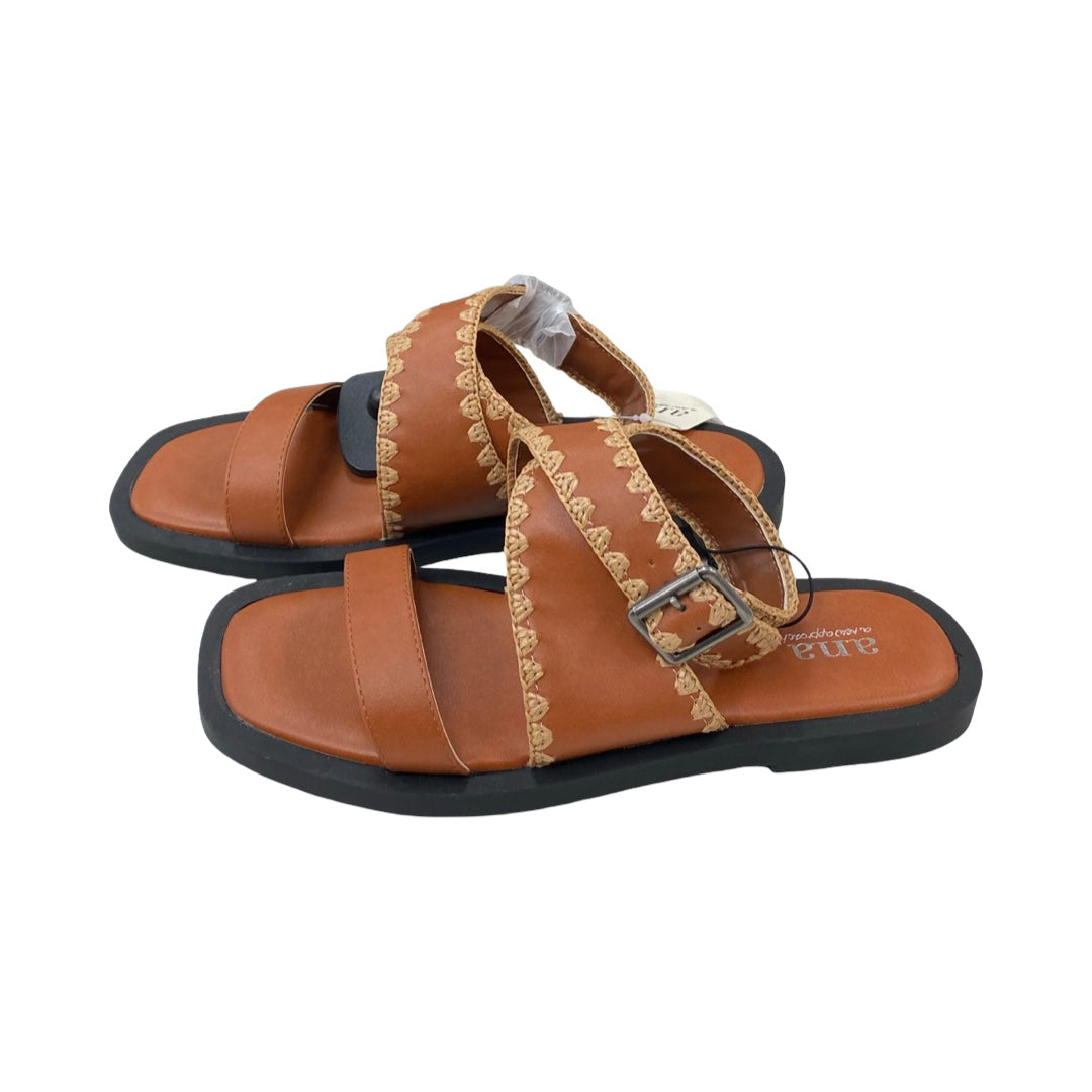 Sandals Flats By Ana In Brown, Size:7.5