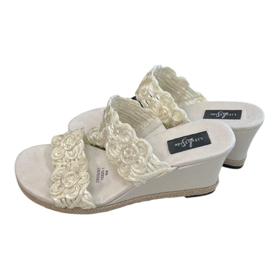 Sandals Heels Block By Life Stride In Cream, Size:8