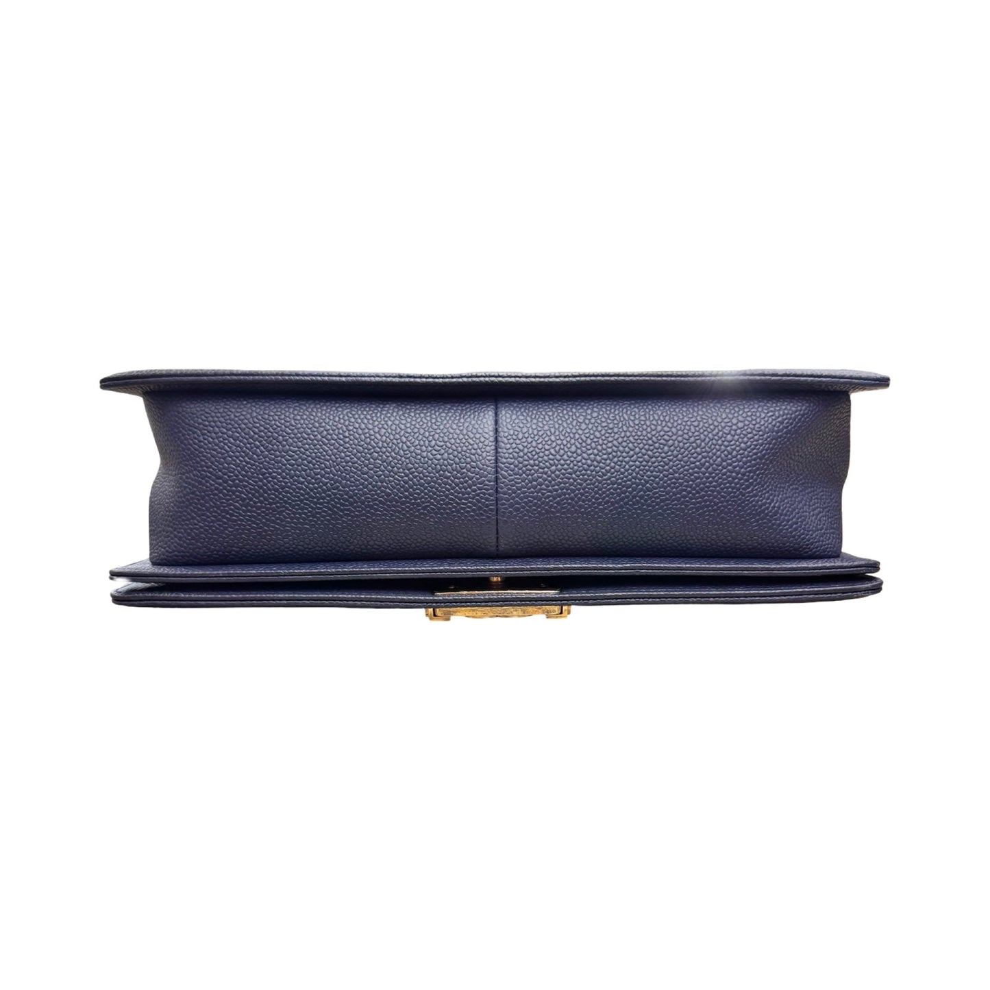 Caviar Quilted Boy Flap Handbag Luxury Designer By Chanel In Navy & Silver, Size:Large (6.9x11x3 in)