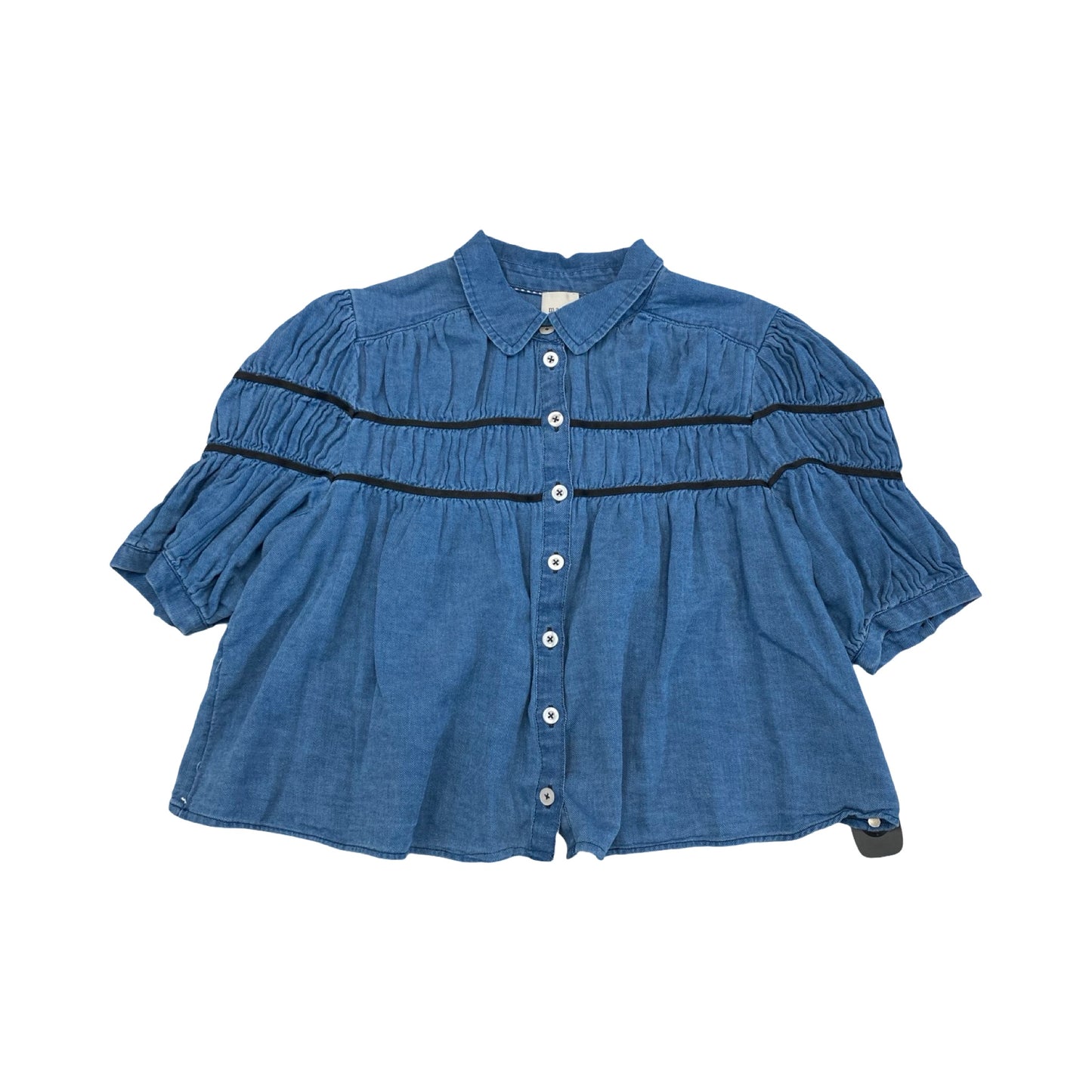 Top Ss By Maeve In Blue Denim, Size:Lp