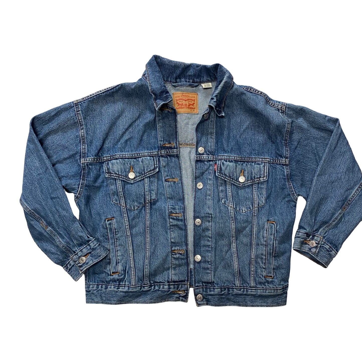 Jacket Denim By Levis In Blue Denim, Size:M