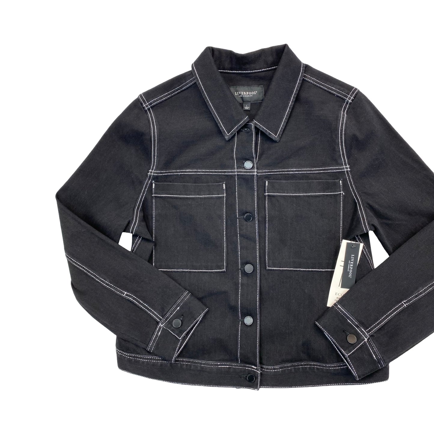Jacket Denim By Liverpool In Black Denim, Size:L