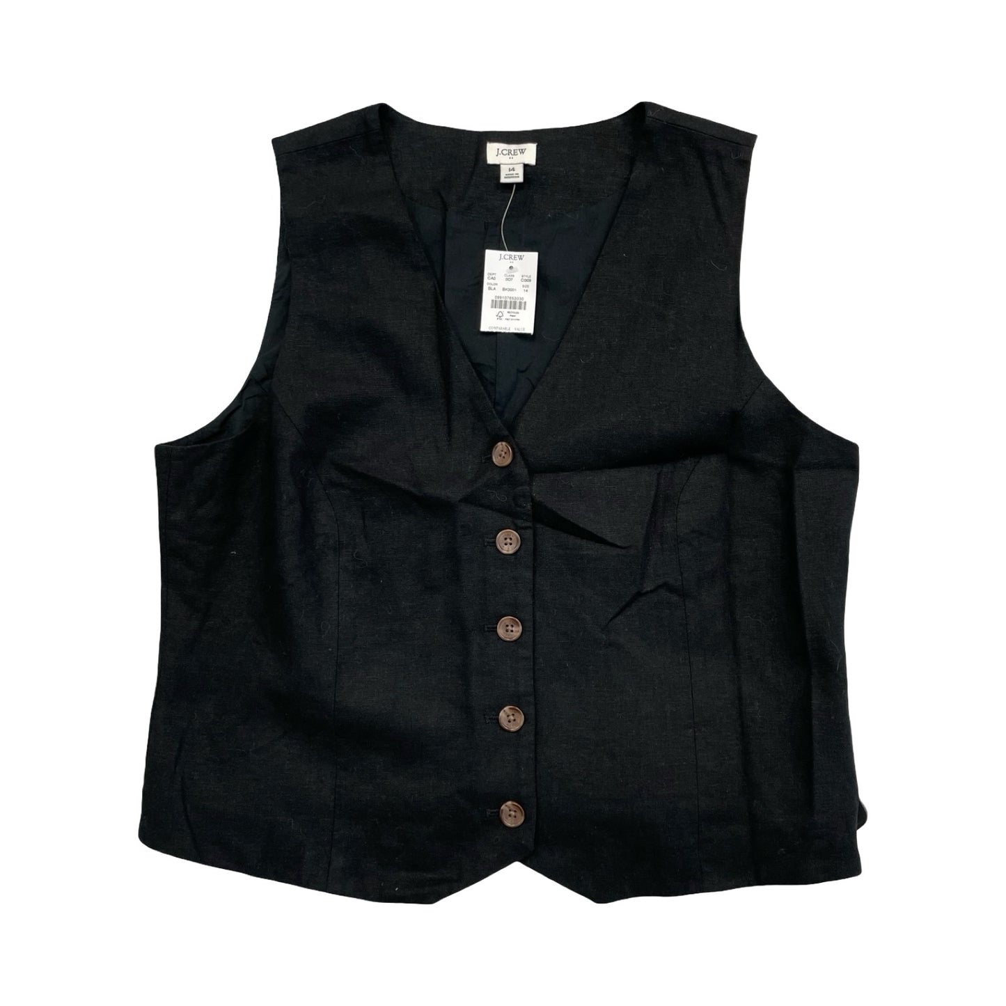 Vest Other By J. Crew In Black, Size:14