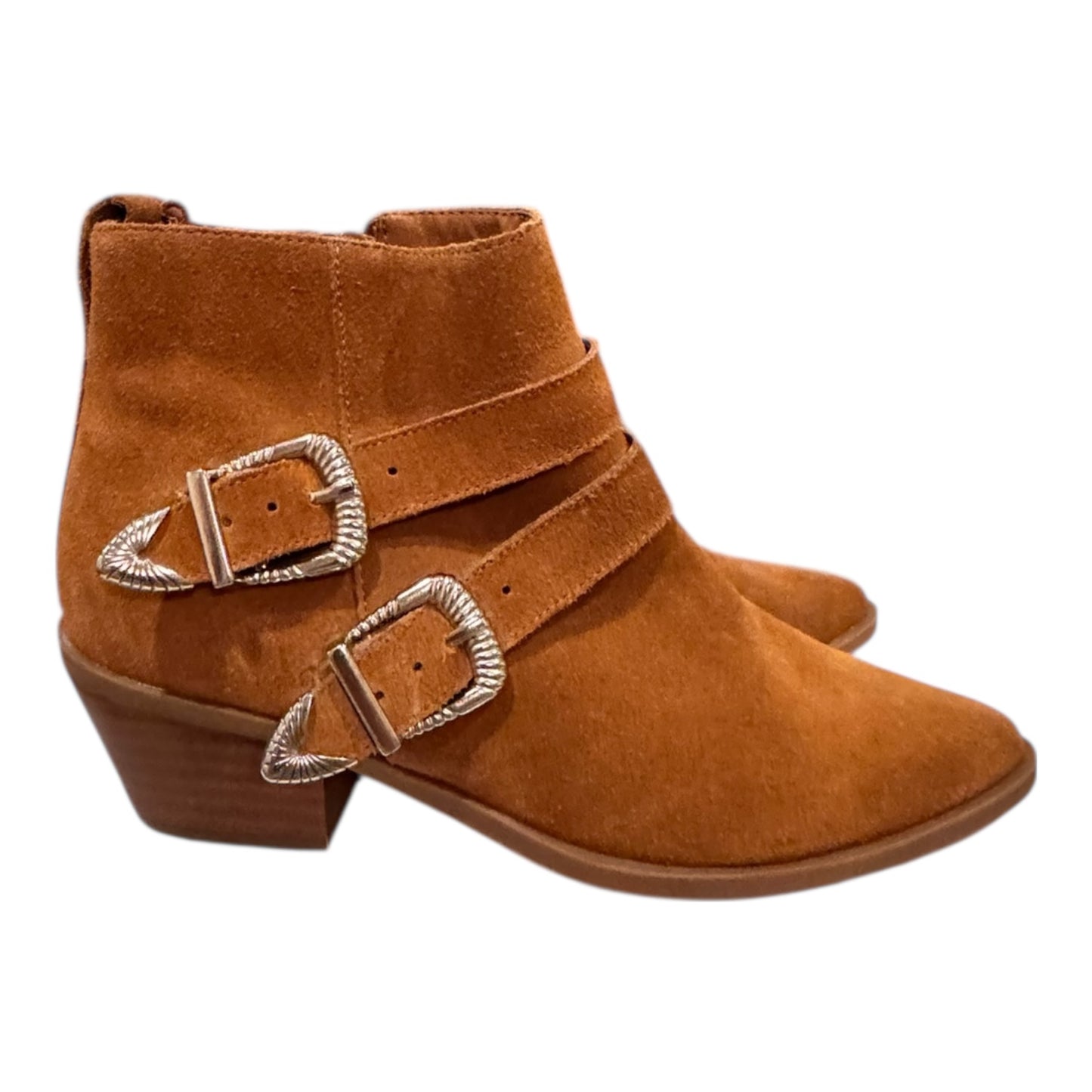 Boots Ankle Heels By Steve Madden In Brown, Size:7