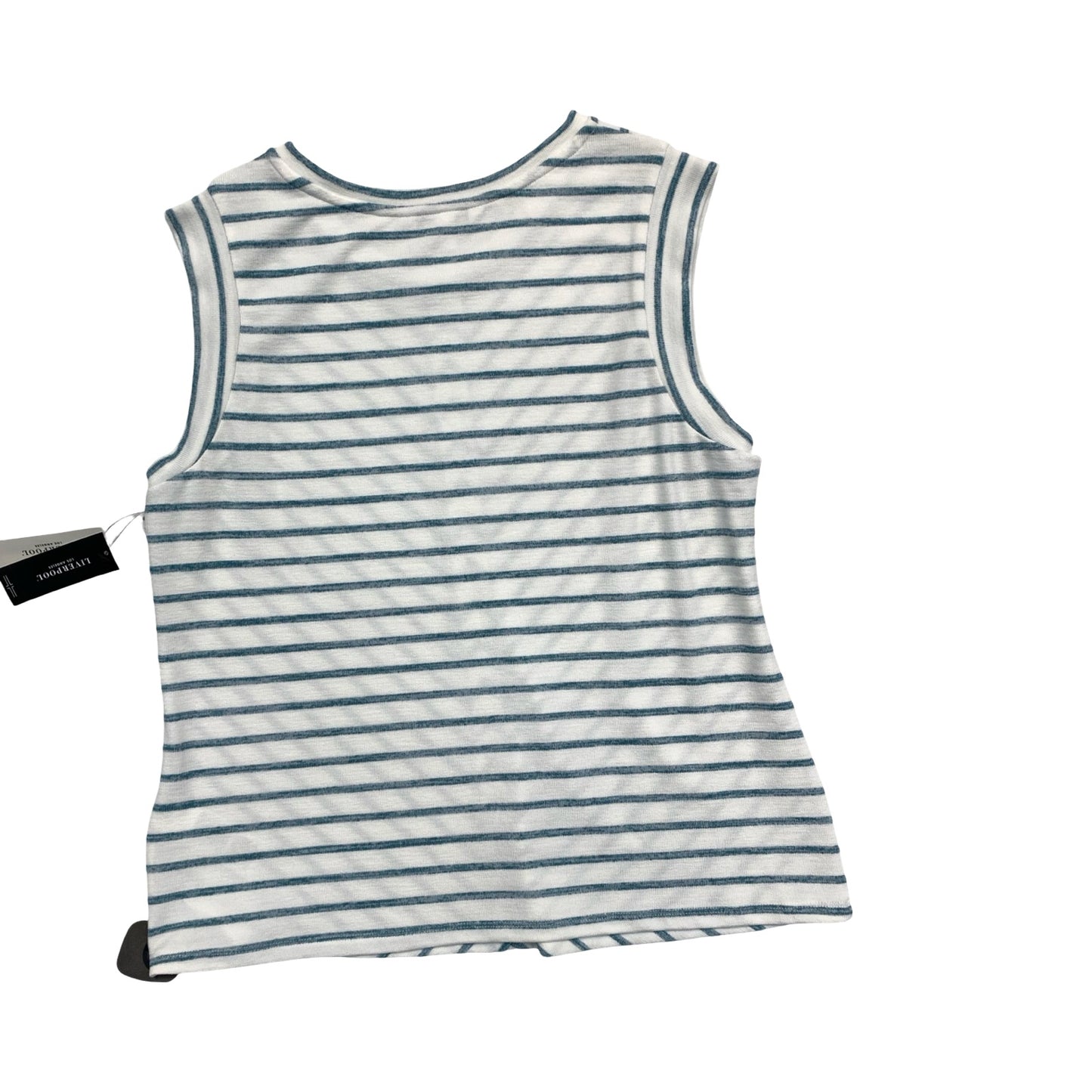 Top Sleeveless By Liverpool In Blue & White, Size:M