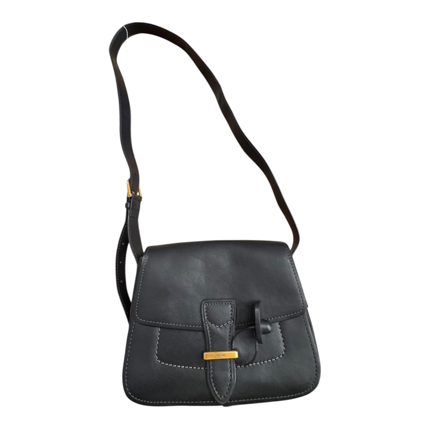 Handbag Leather By Fossil In Black, Size:Medium