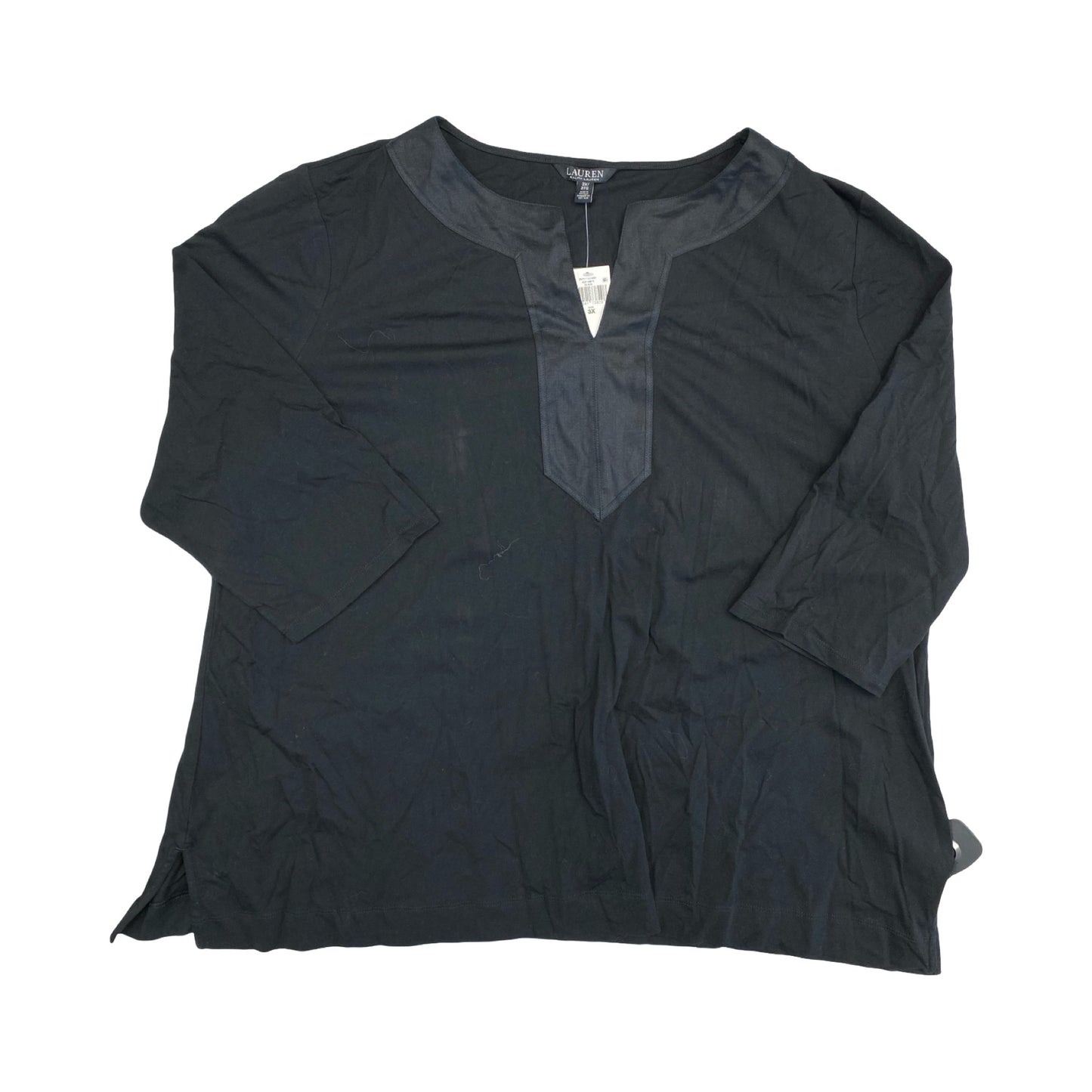 Top 3/4 Sleeve By Lauren By Ralph Lauren In Black, Size:3X