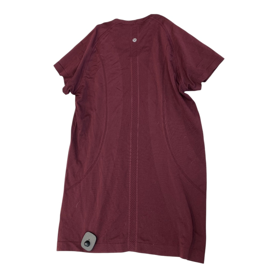 Athletic Top Ss By Lululemon In Maroon, Size:12