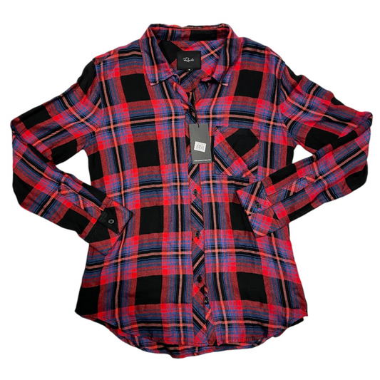 Top Long Sleeve By Rails In Plaid Pattern, Size: M